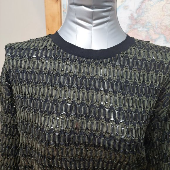 ZARA WB Collection Long-Sleeved Top blend of Army Green/Black Women's Small - Picture 3 of 12